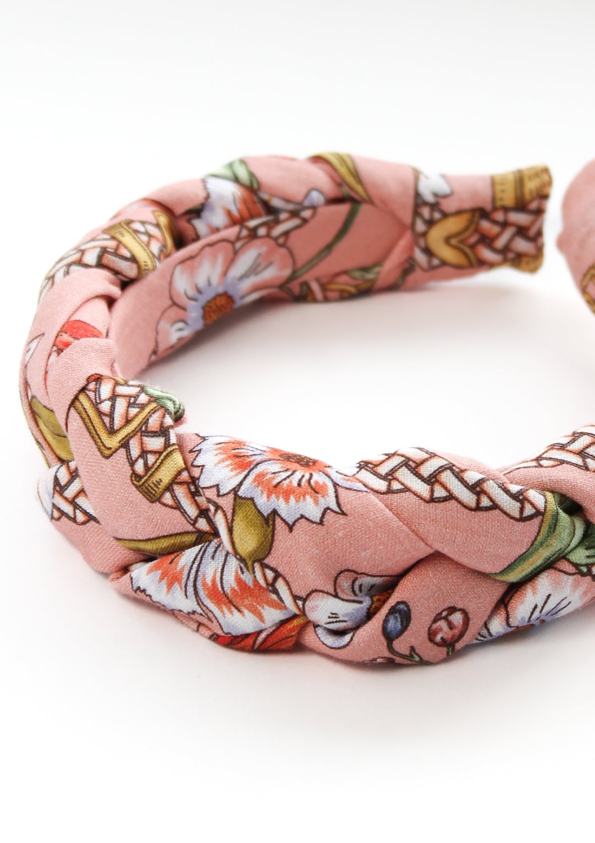 Printed Linen Knotted Hairband | Botany Print | Mint Rose - RönnerMint Rose