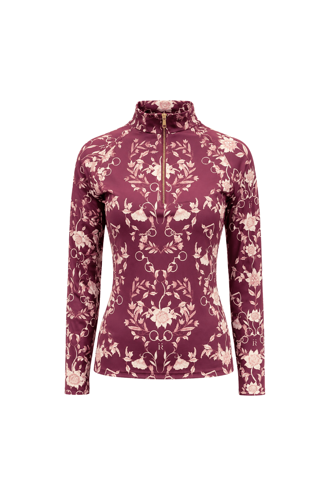 Q-Zip | Bridle Botanica Print | Long Sleeve - RönnerShirtBurgundy