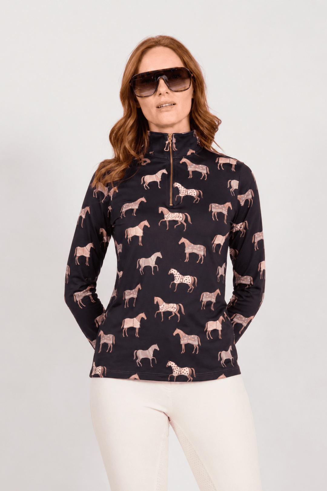 Q-Zip | Poise Print | Long Sleeve - RönnerShirtBlack & Cream