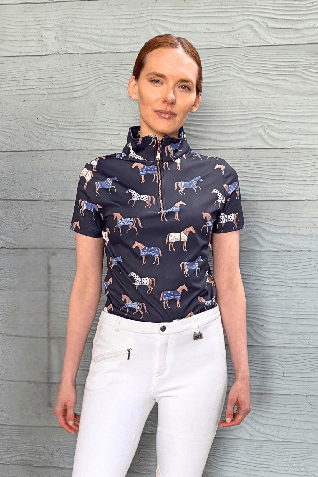 Q-Zip | Poise Print | Short Sleeve - RönnerShirtNavy