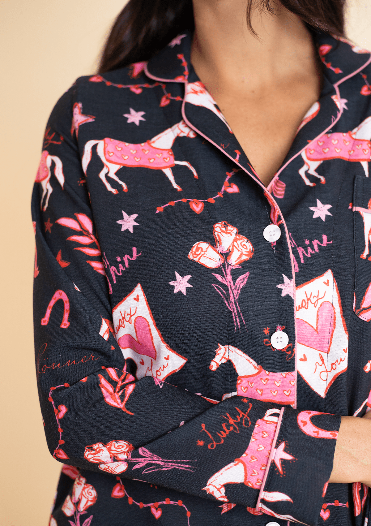 Riding The Stars PJ's Set | Long Sleeve - RönnerPajamasBlack and Gold