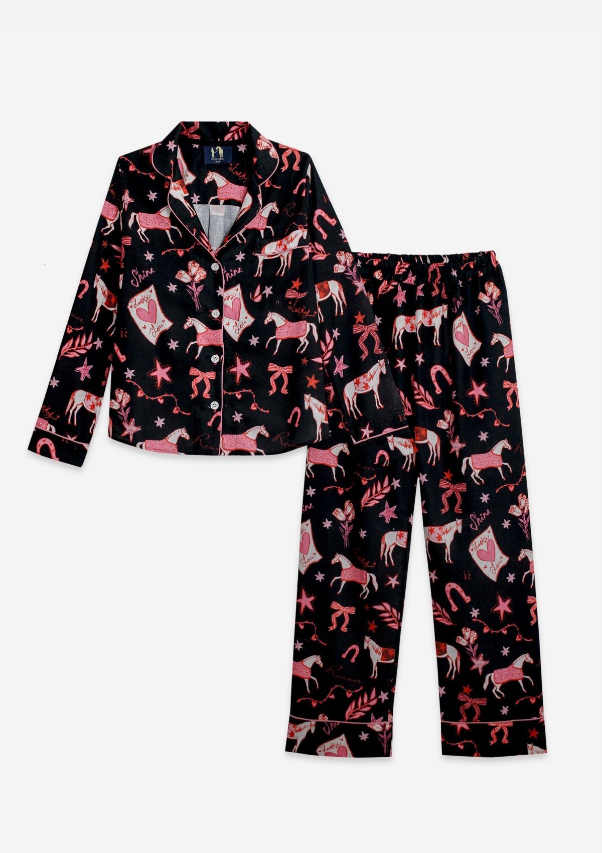 Riding The Stars PJ's Set | Long Sleeve - RönnerPajamasBlack and Gold
