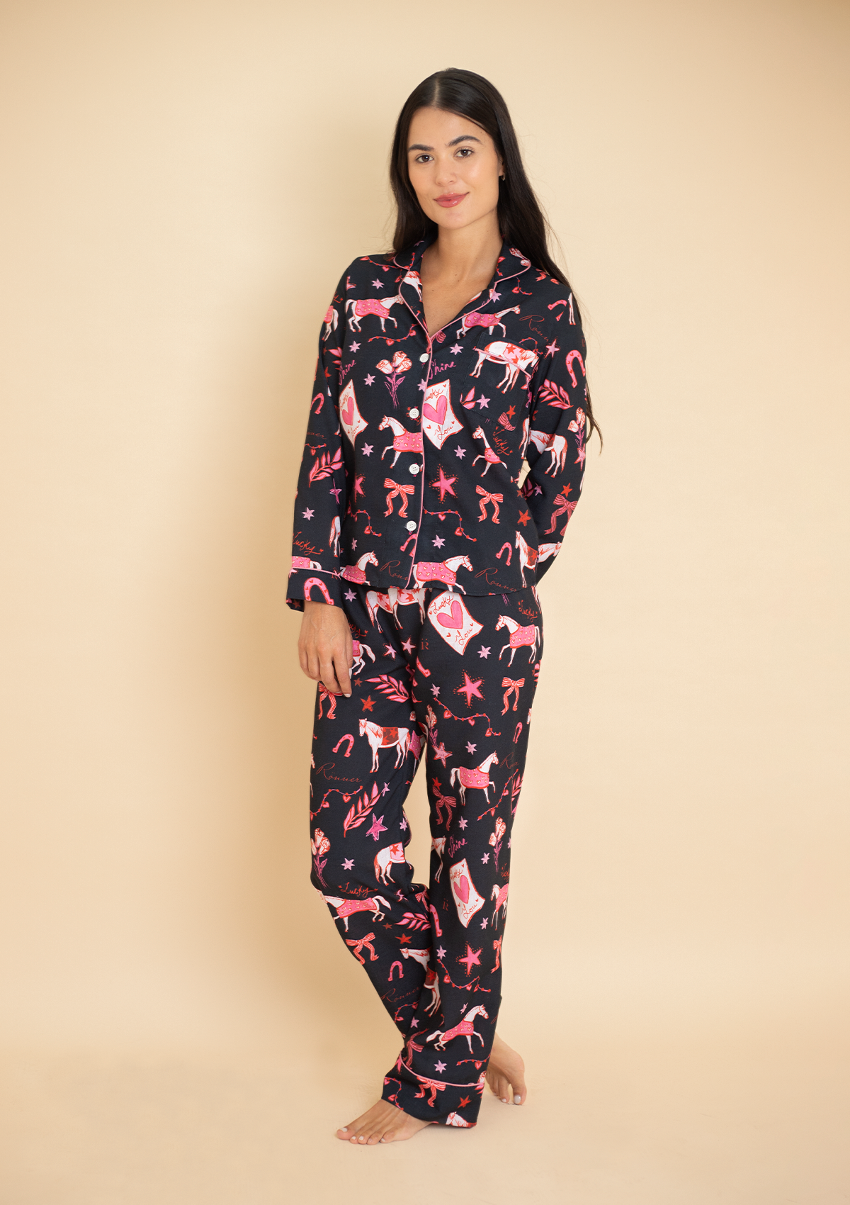 Riding The Stars PJ's Set | Long Sleeve | Black | Sample