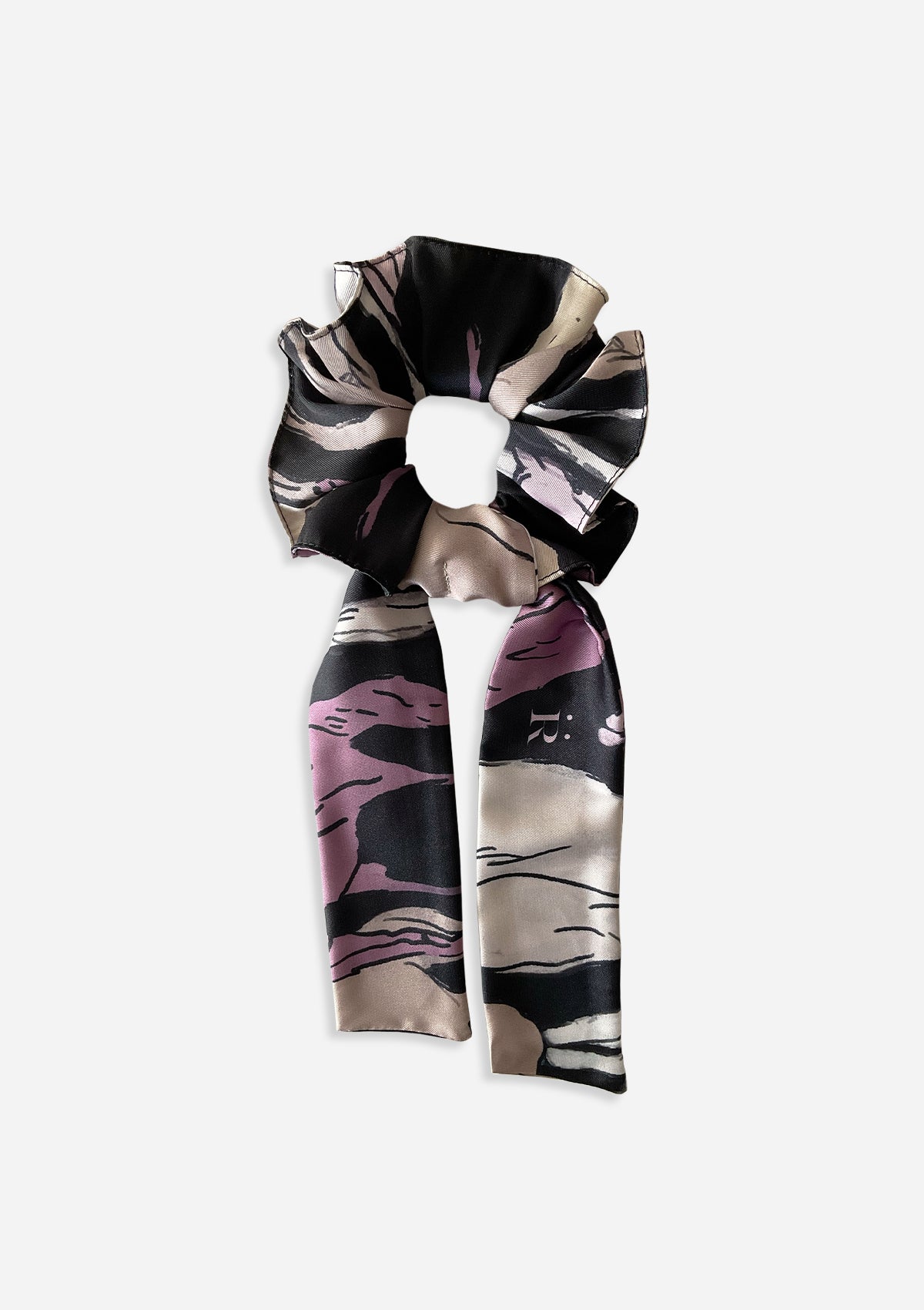 Scarf Hair Scrunchie Harmony Print | Black - Rönner
