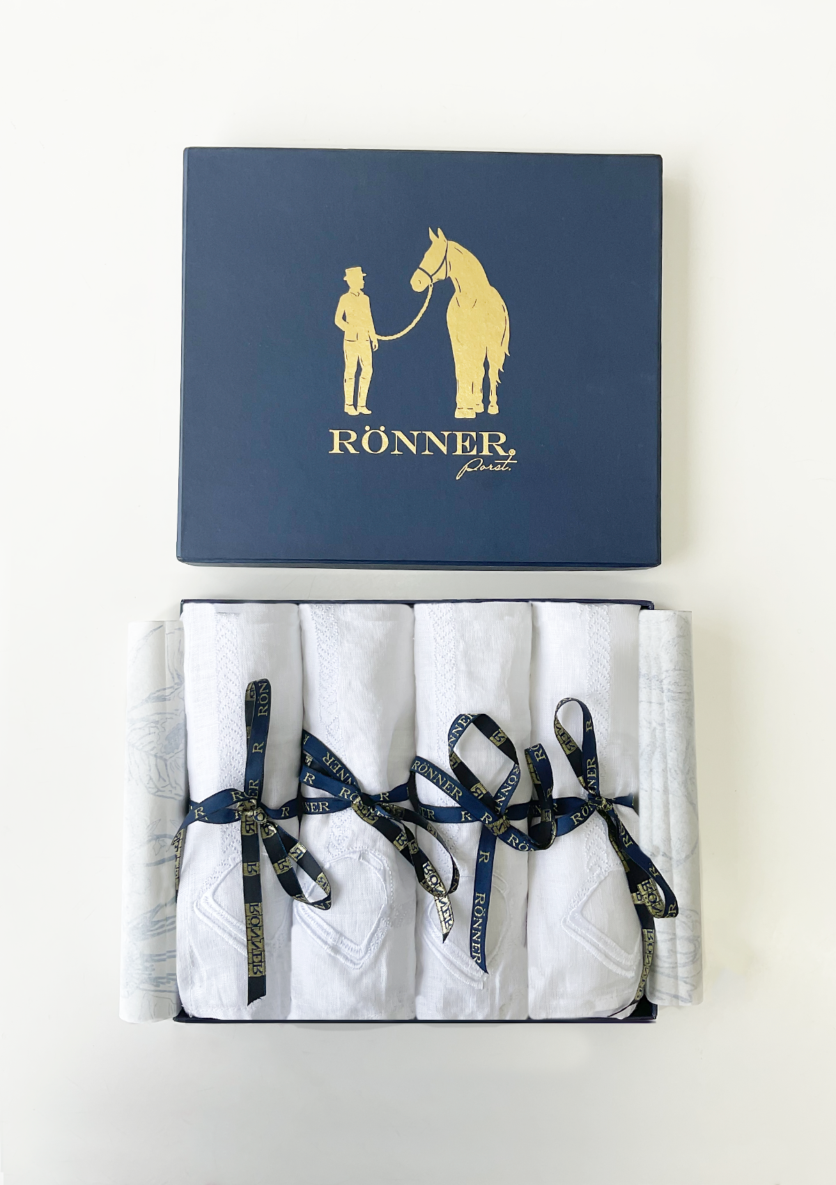 Embroidered Dinner Napkins Horses | White | Set of 4 - Rönner