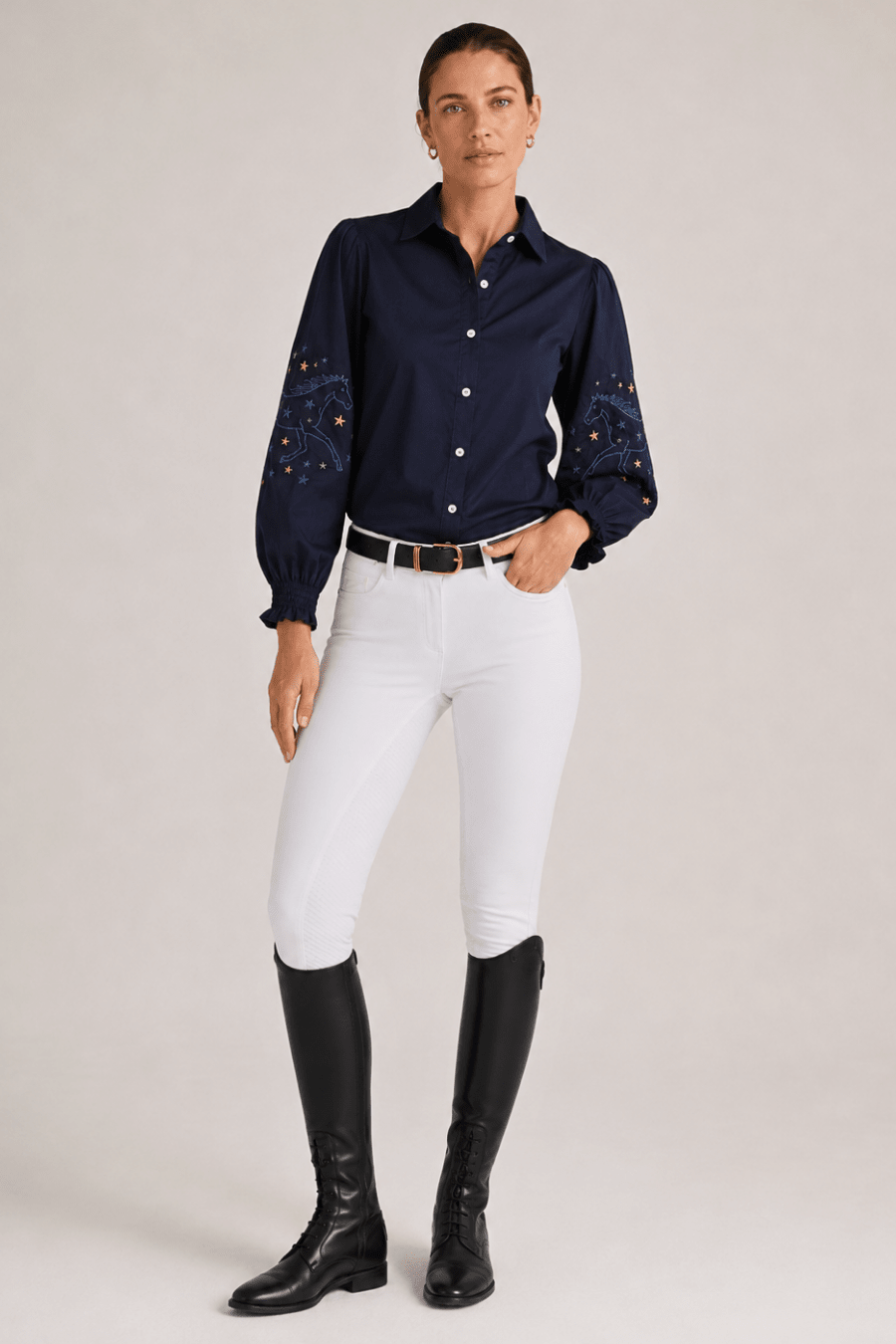 Stella Button | Down Shirt | Embroidered Stars - RönnerXS