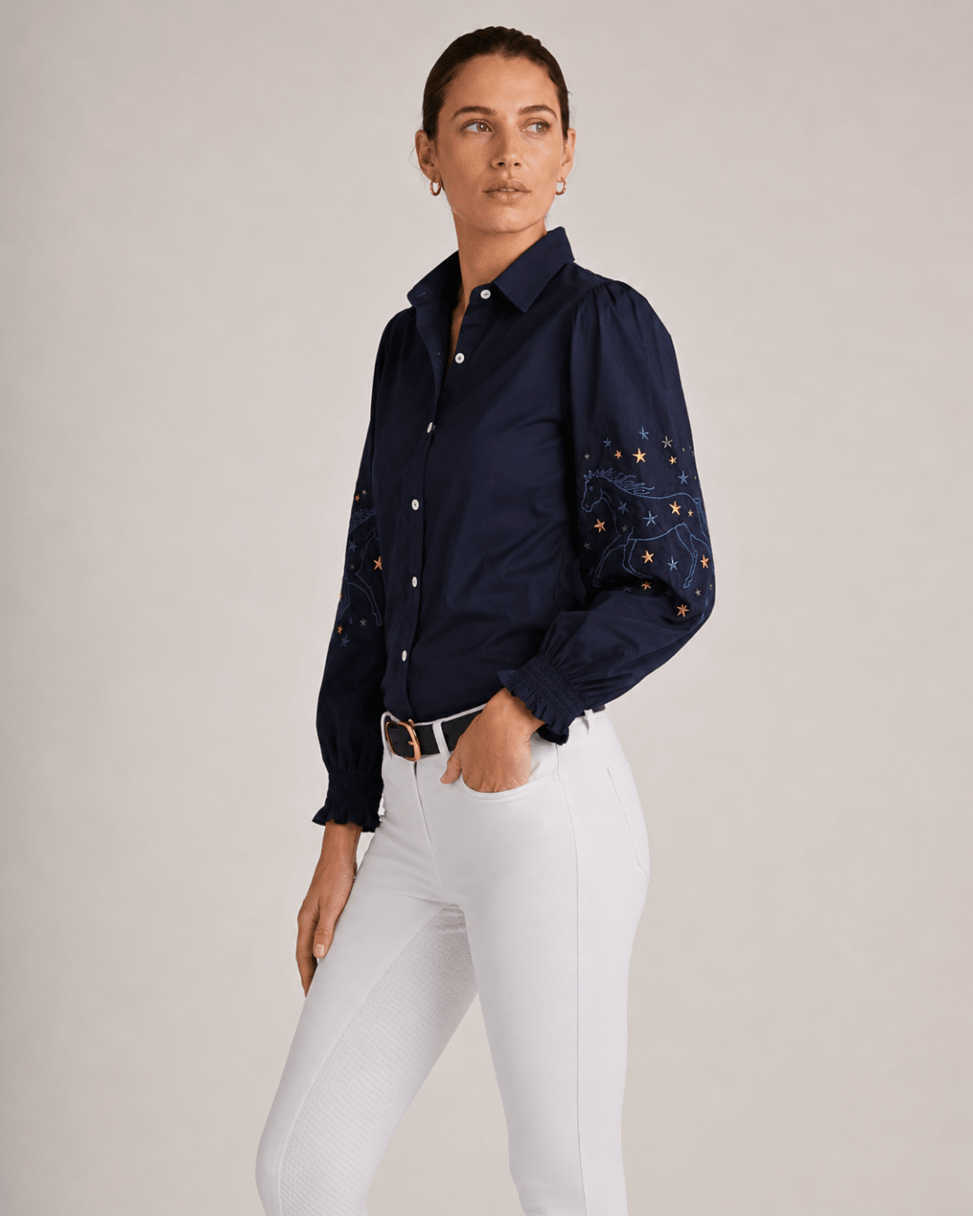 Stella Button | Down Shirt | Embroidered Stars - RönnerXS