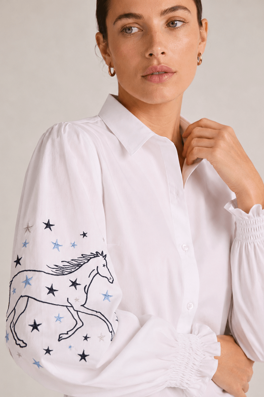 Stella Button | Down Shirt | Embroidered Stars - RönnerXS