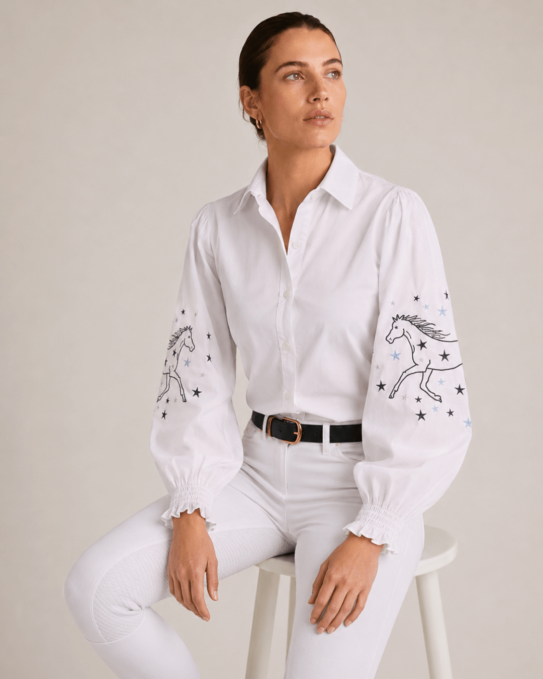 Stella Button | Down Shirt | Embroidered Stars - RönnerXS
