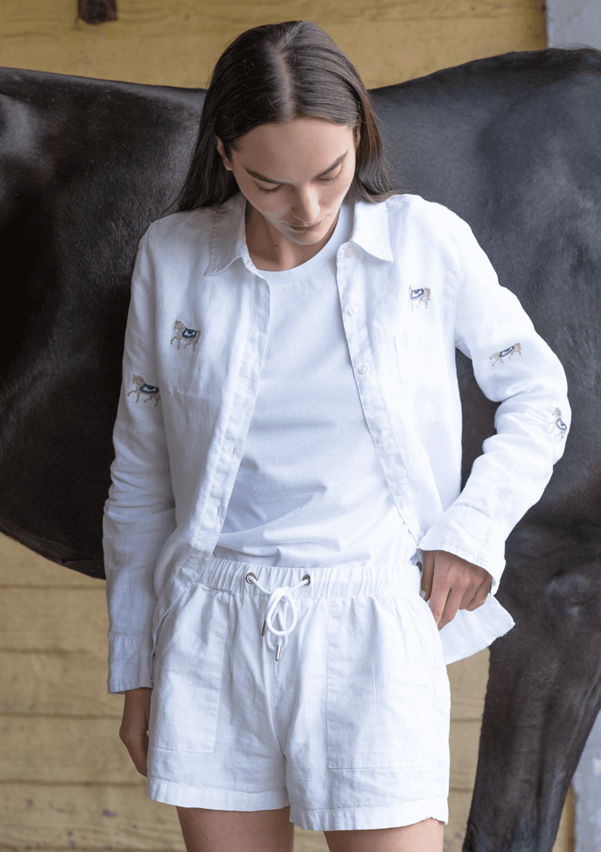 Sundown Linen Shirt | Long Sleeve | Embroidered - RönnerBlousesXS