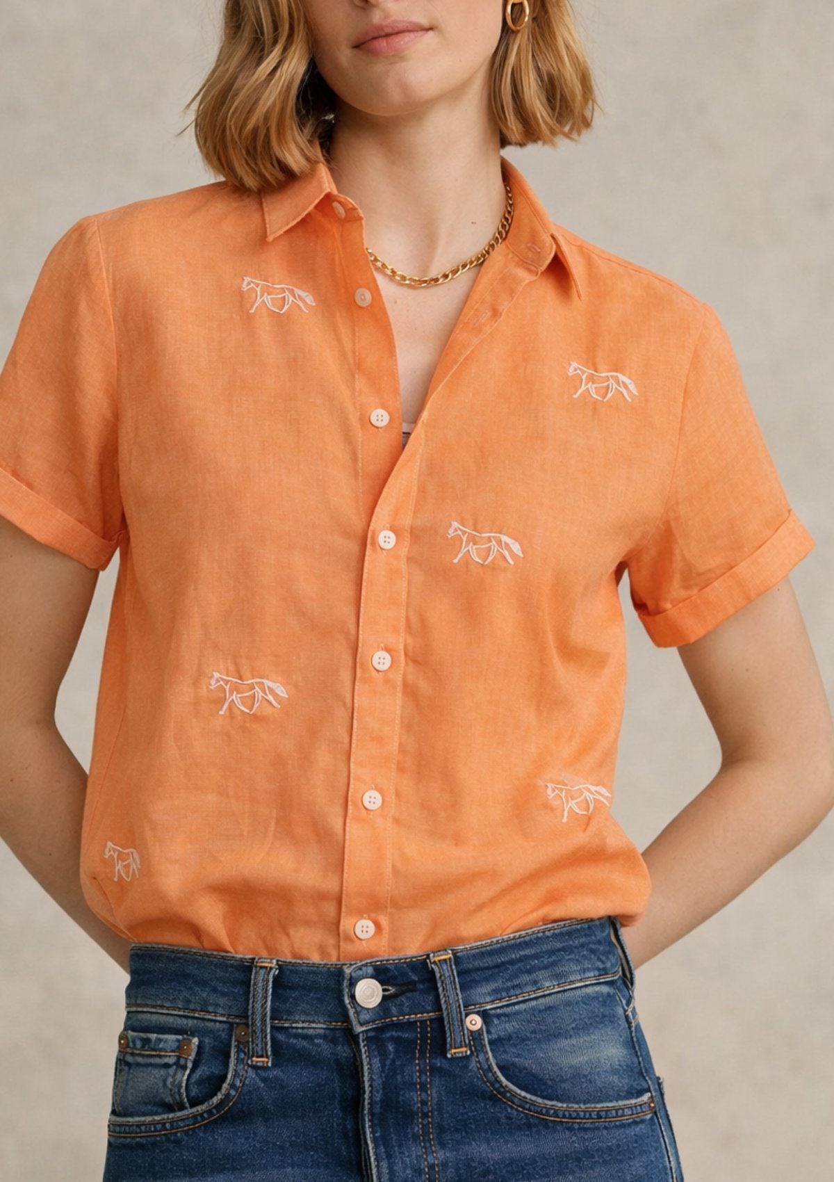 Sundown Linen Shirt | Short Sleeve | Orange - RönnerXS