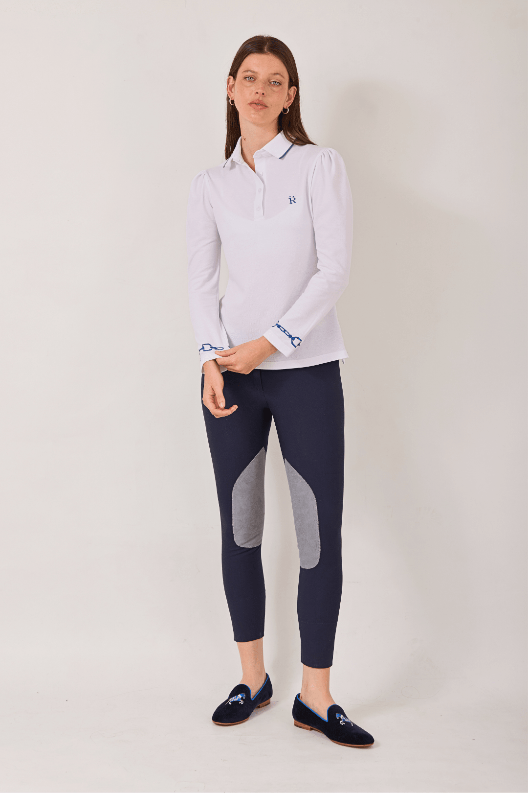 The Equestrian Polo-Shirt | Long Sleeve - RönnerPolo ShirtWhite and Blue