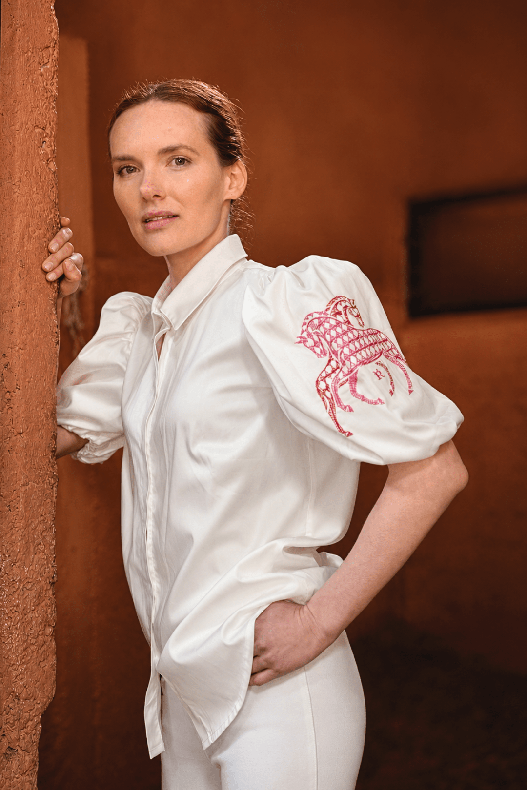 The Harlequin Button-down Shirt | Embroidered | Pink & Red - RönnerS
