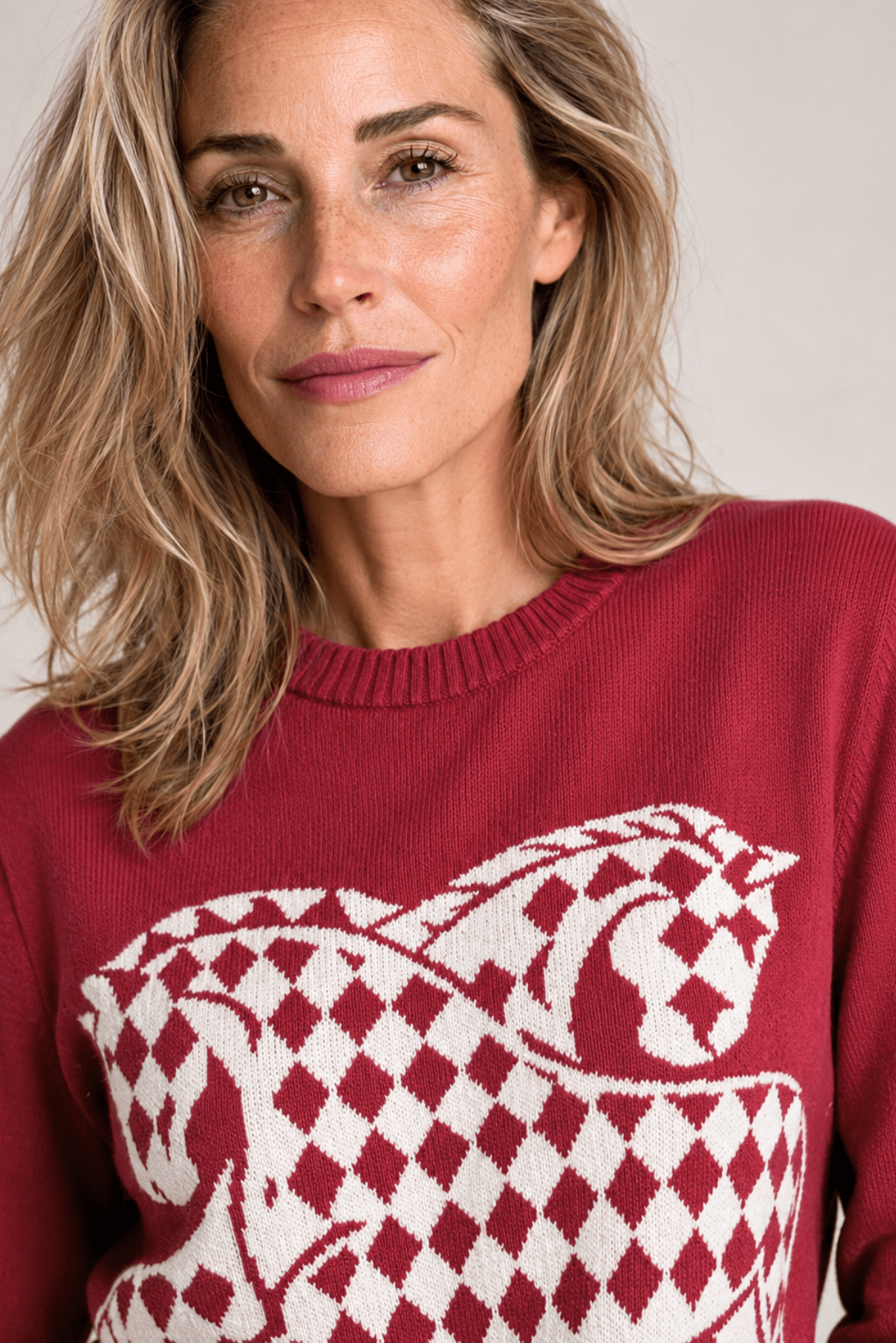 The Harlequin Horses Sweater | Cherry - RönnerXS