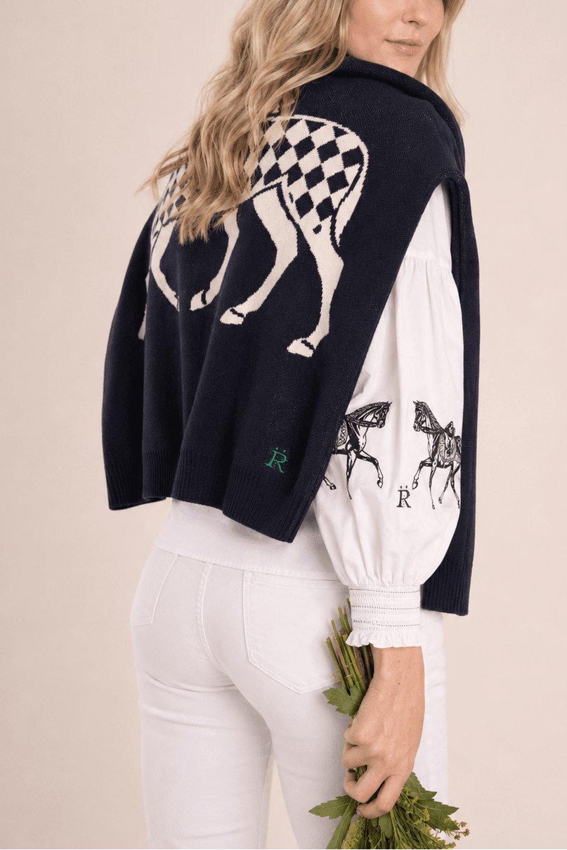 The Harlequin Horses Sweater | Navy - RönnerXS