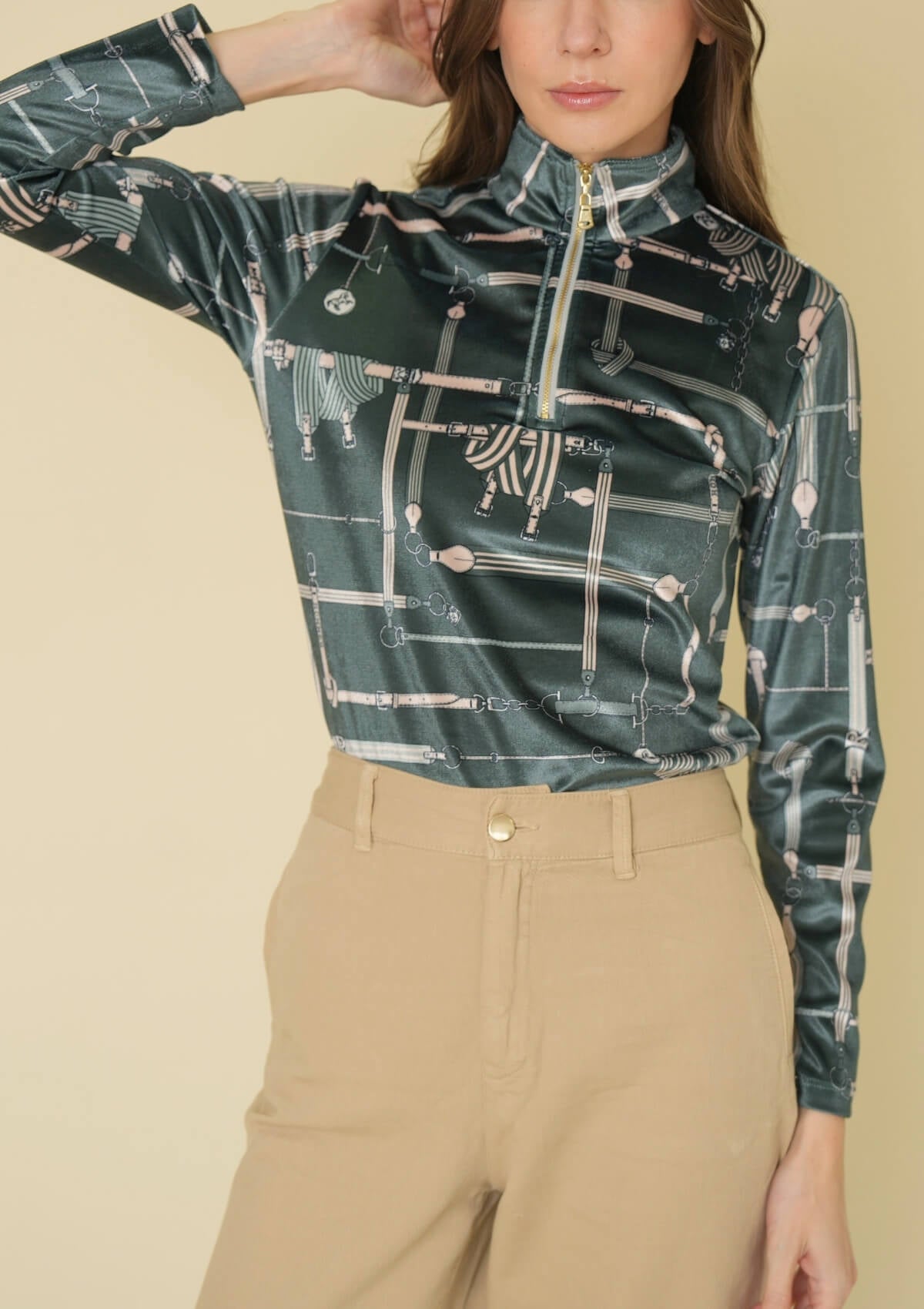 Velour Q - Zip | Long Sleeve | Jubilea Print | Green - RönnerXS