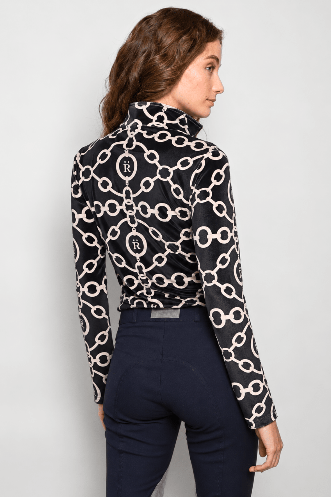Velvet Q-Zip | Aros Print | Long Sleeve - RönnerShirtBlack & Cream