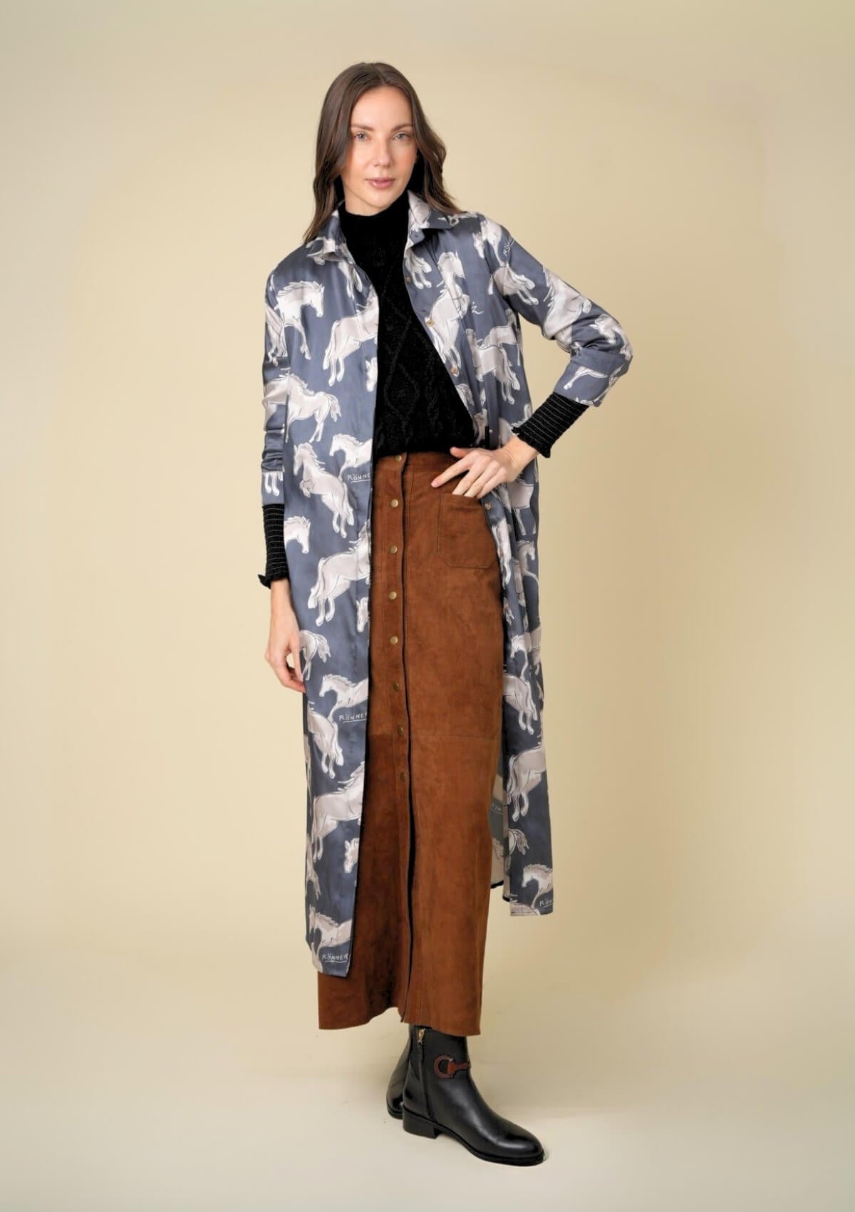 Victoria Tunic-Dress | Volt Print | Black