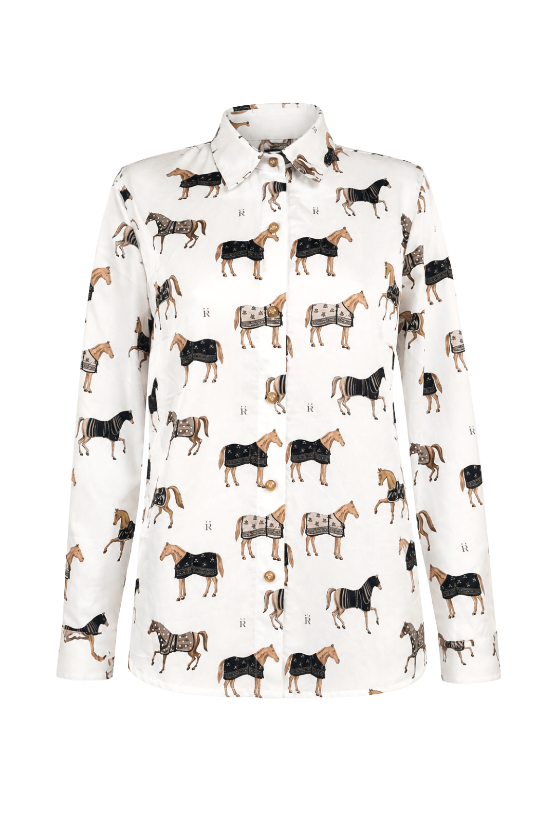Wellington Cotton Shirt | Poise Print - RönnerWhite & Black