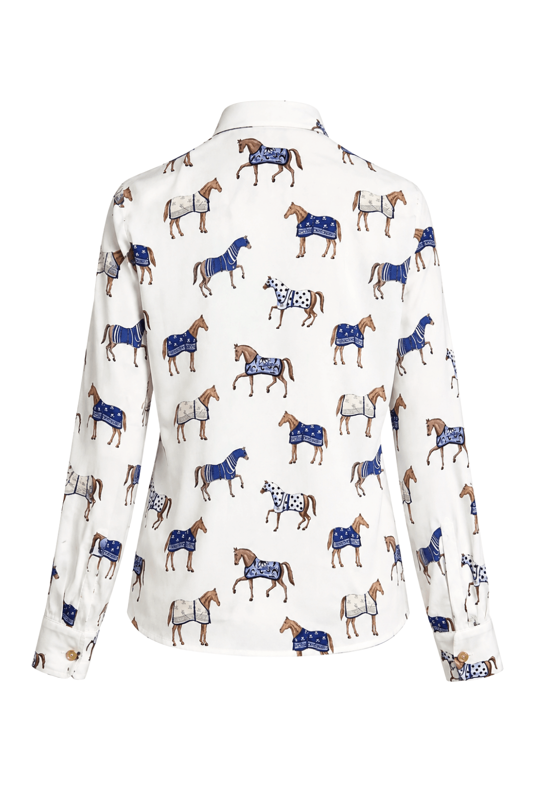 Wellington Cotton Shirt | Poise Print - RönnerWhite & Blue Horses