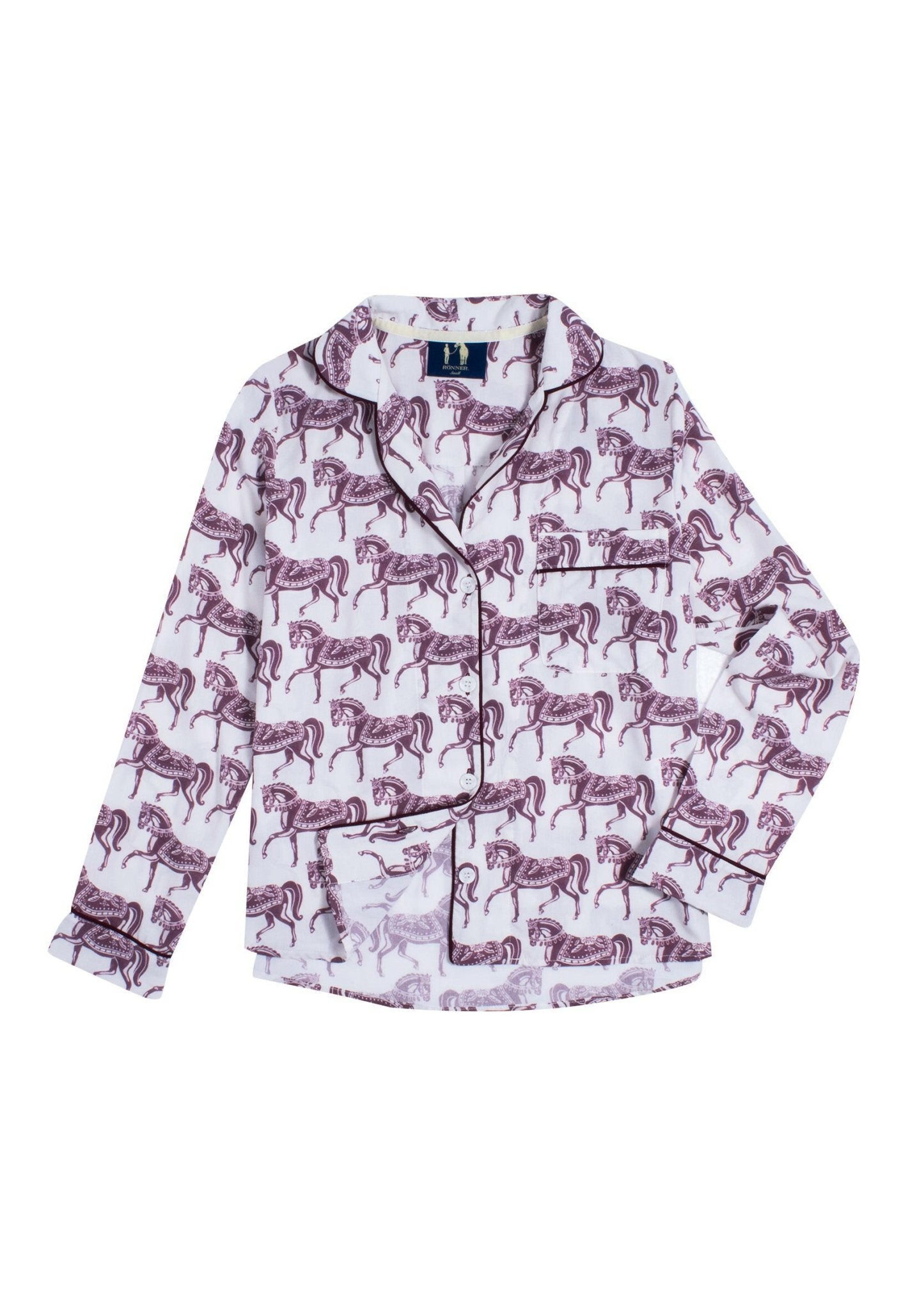 Whisper PJ's Set | Long Sleeve | Blossomare Print | White & Wine | Sample - RönnerPajamasS