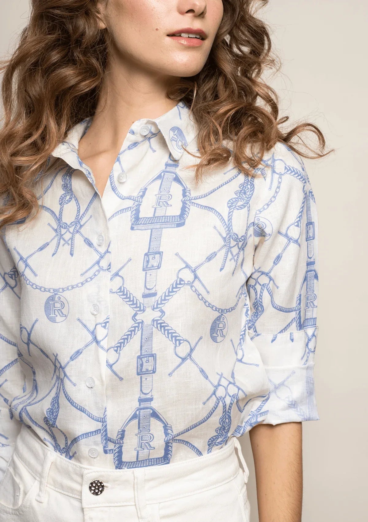 Basic Linen Shirt | Morsetti Print | Cielo - RönnerShirtsXS