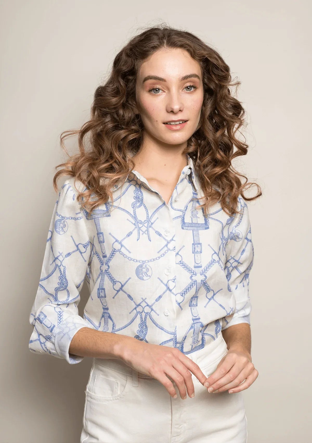 Basic Linen Shirt | Morsetti Print | Cielo - RönnerShirtsXS