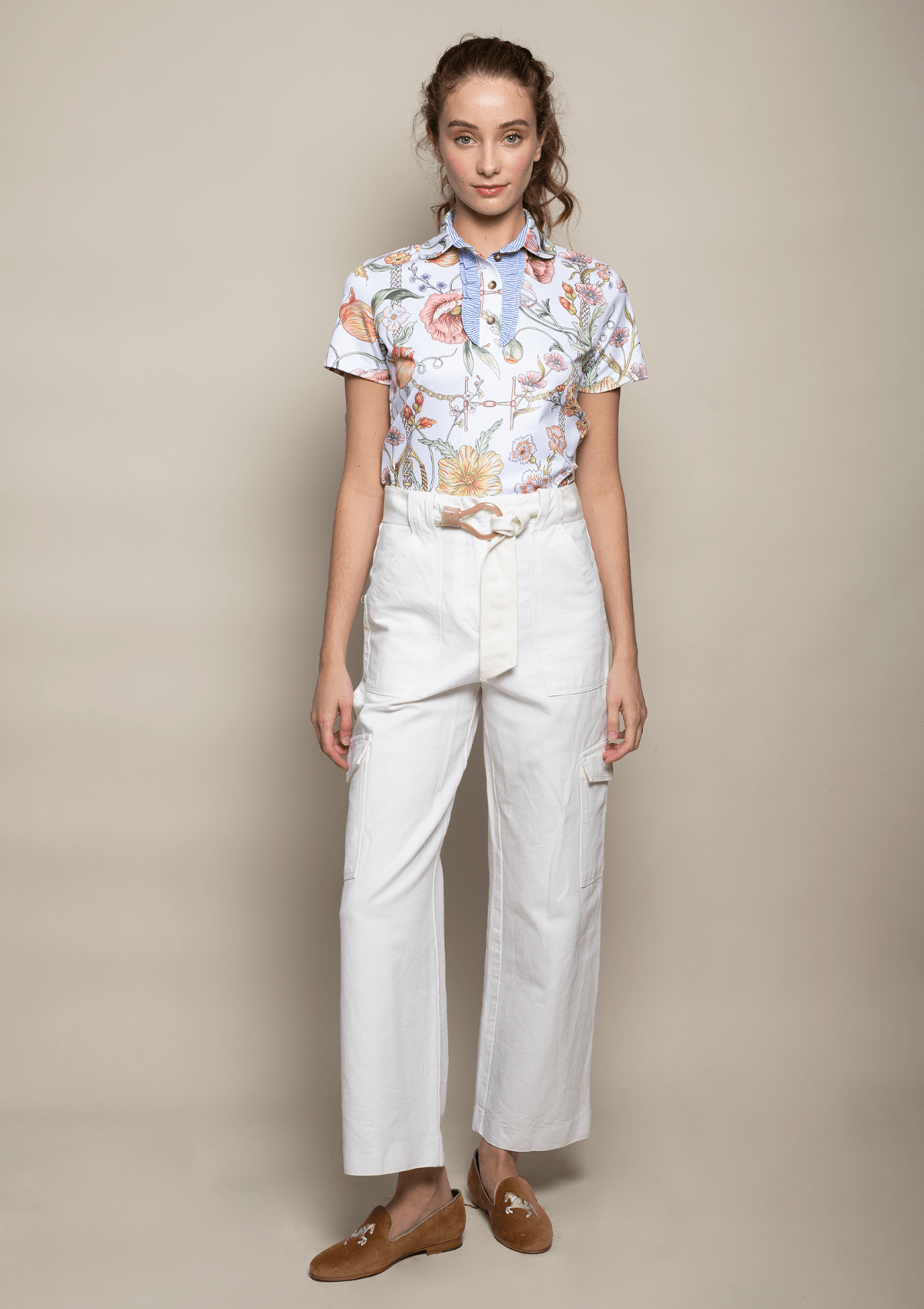 Prairi Polo-Shirt Short Sleeve | Botany Print Blanc | High-tech - Rönner