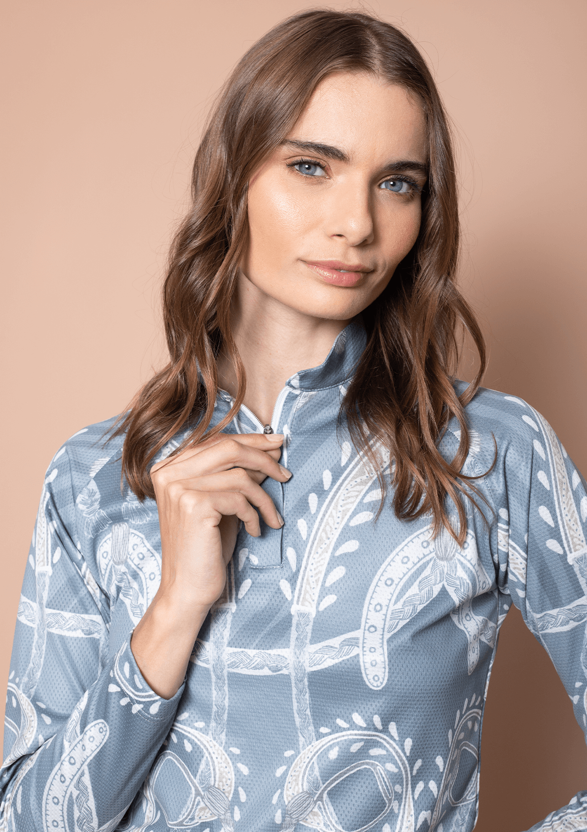 Bliss Quarter-Zip Extra Light | Long Sleeve | Hoofprints Print | Grey