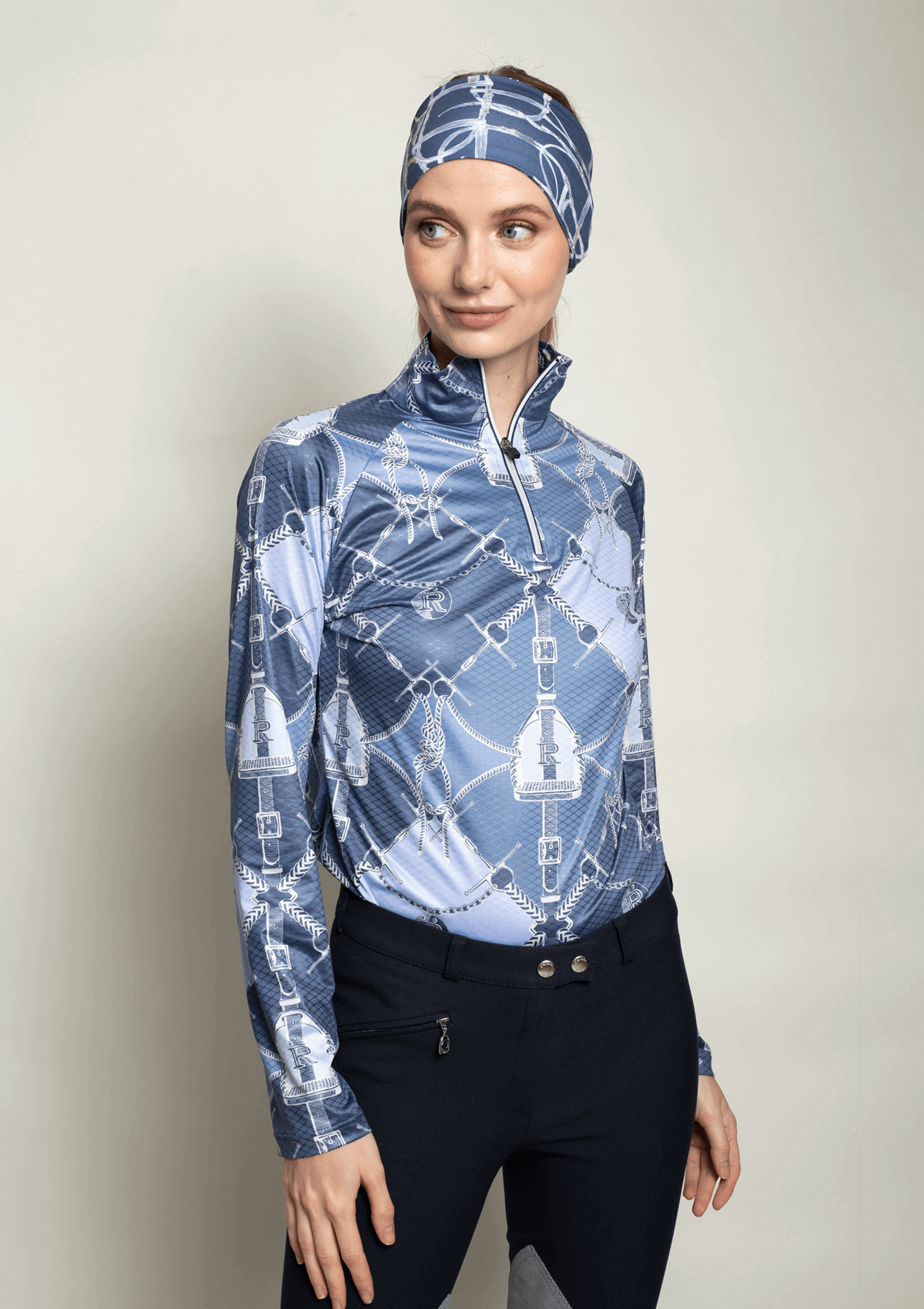 Bliss Quarter-Zip Extra Light | Long Sleeve | Morsetti Print | Blue