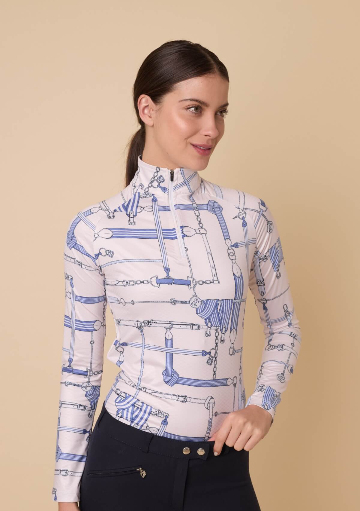 Bliss Quarter Zip - Extra Light | Long Sleeve | Jubilea Print | Riviera Blue