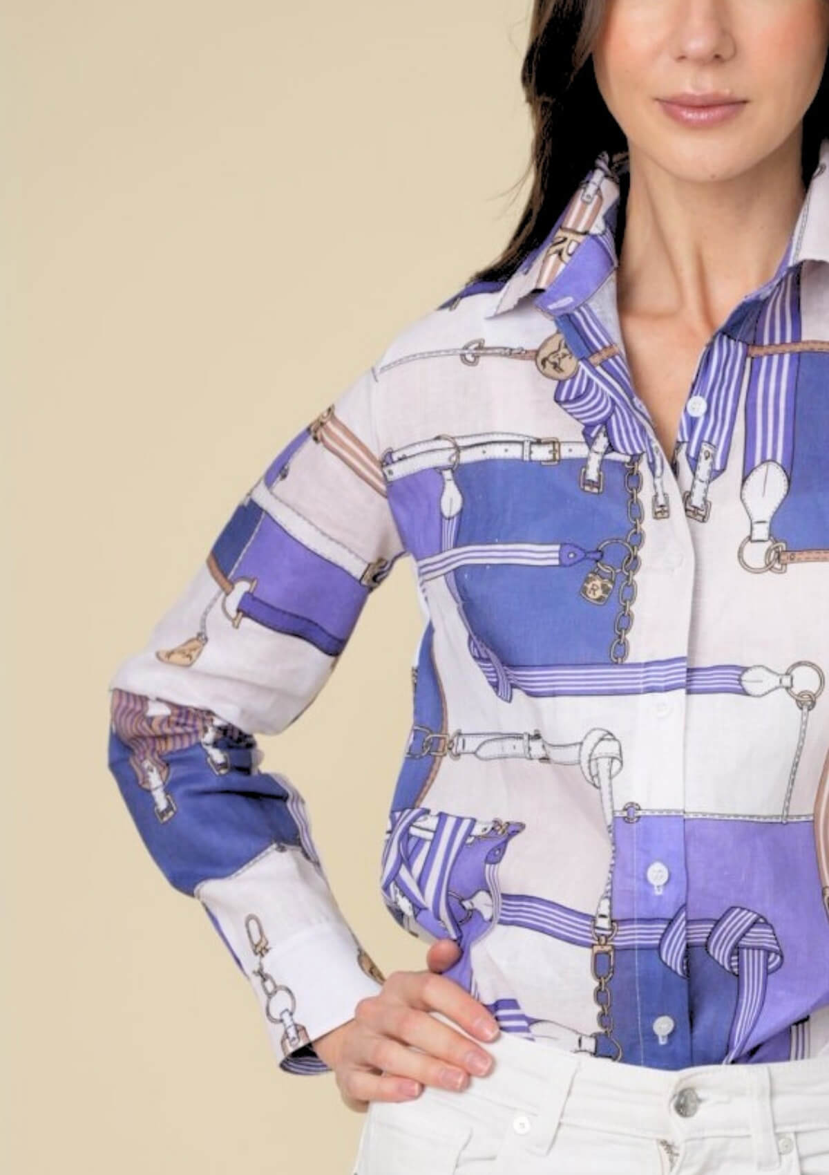 Basic Linen Shirt | Jubilea Print | Riviera Blue