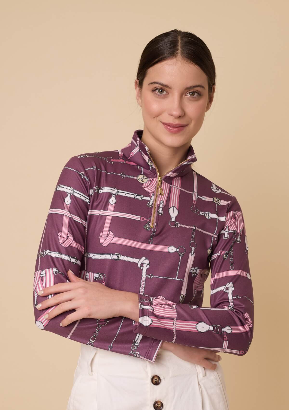 Harmony Quarter Zip | Long Sleeve | Jubilea Print | Bordeaux