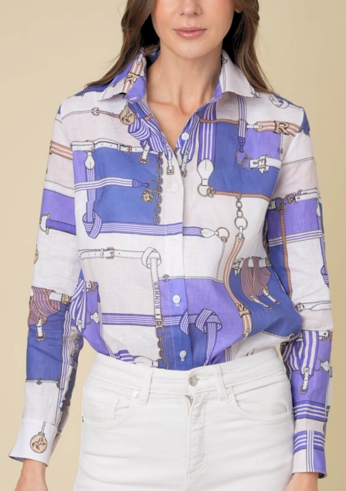 Basic Linen Shirt | Jubilea Print | Riviera Blue