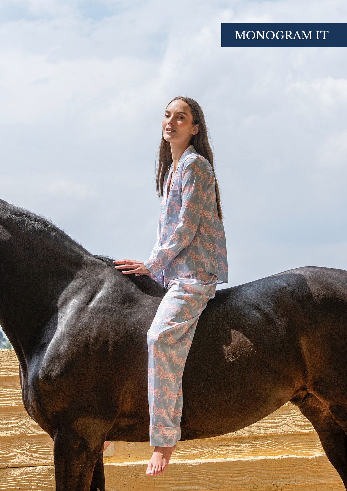 Whisper Long Sleeve Pajama Set - Blossomare Print | Ice Blue - Rönner