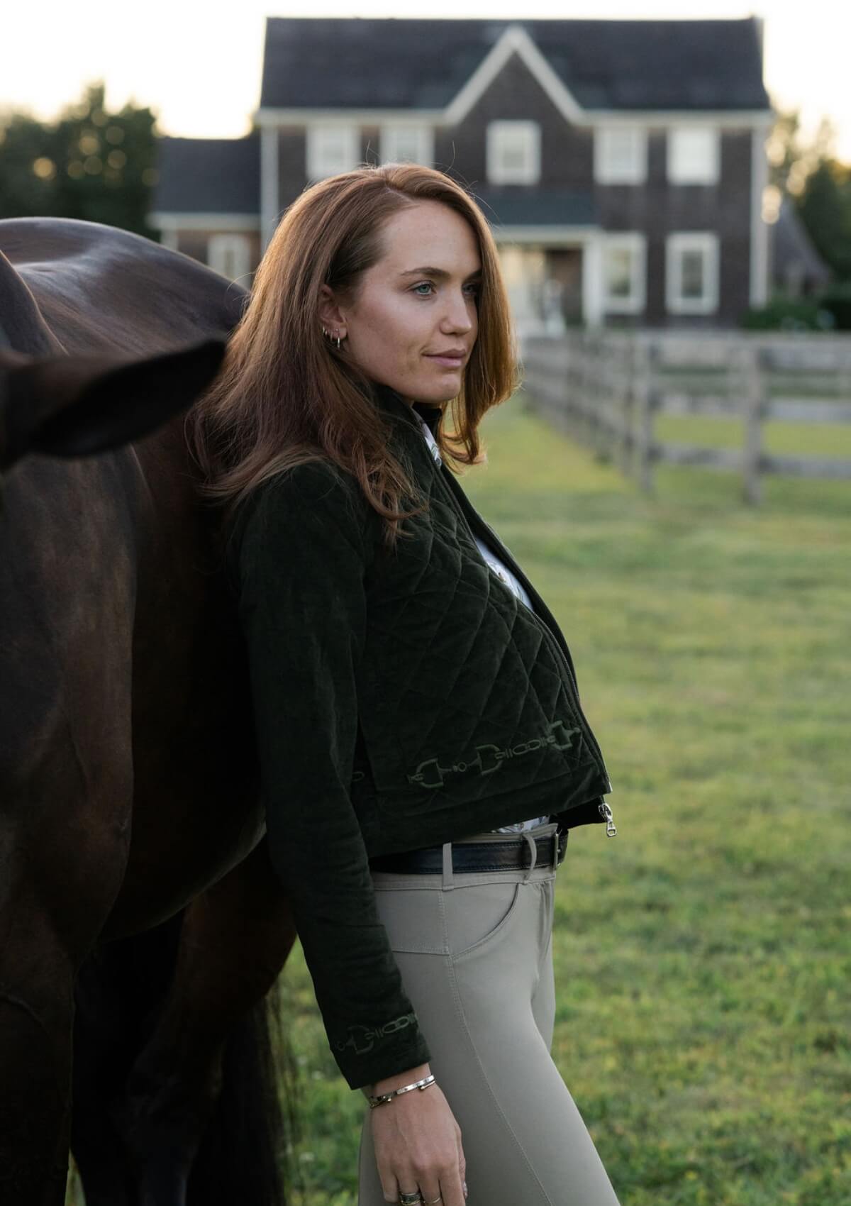 Ember Embroidered Velvet Jacket | Moss Green
