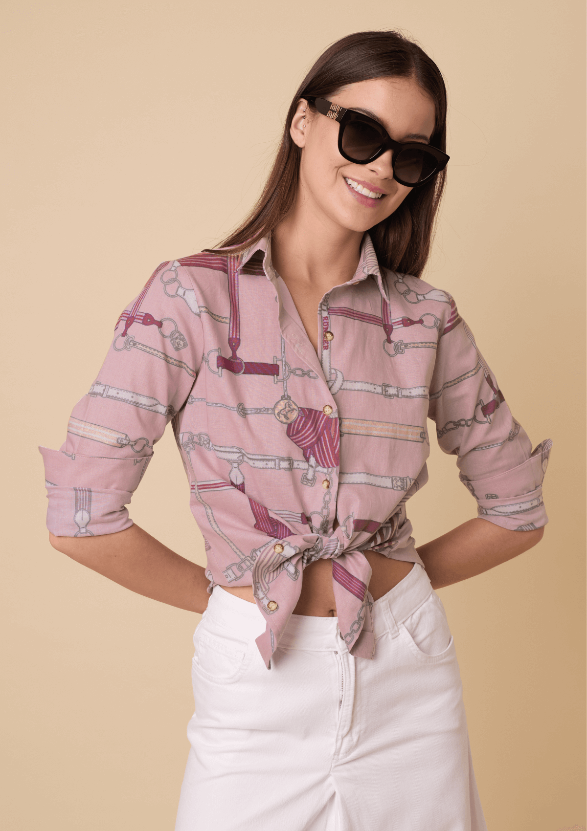 Basic Linen Shirt | Jubilea Print | Rose Blush