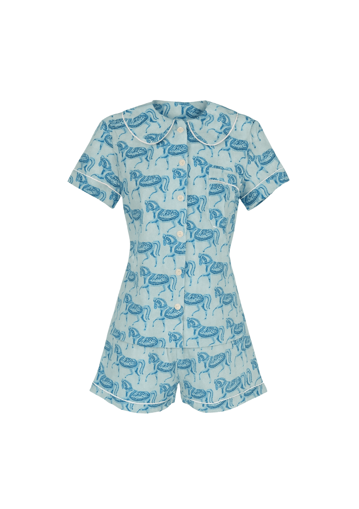 Whisper PJ's Set | Short Sleeve | Blossomare Print | Blue & White | Sample