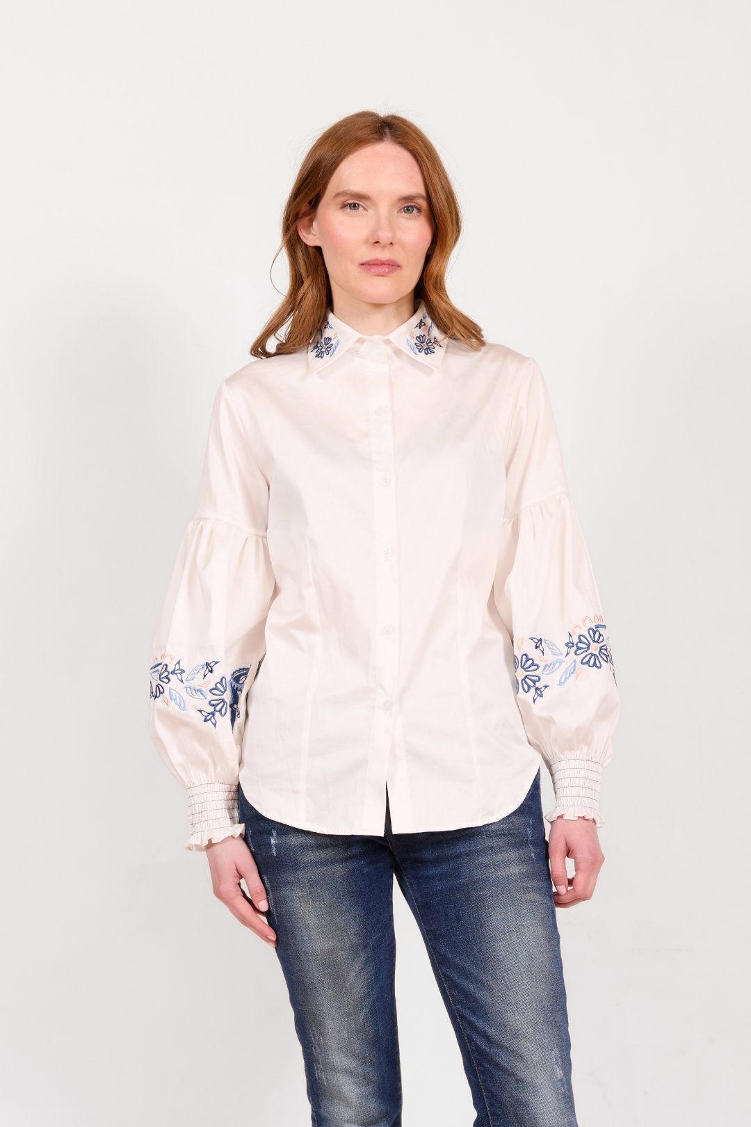 Annie Florale Shirt | White