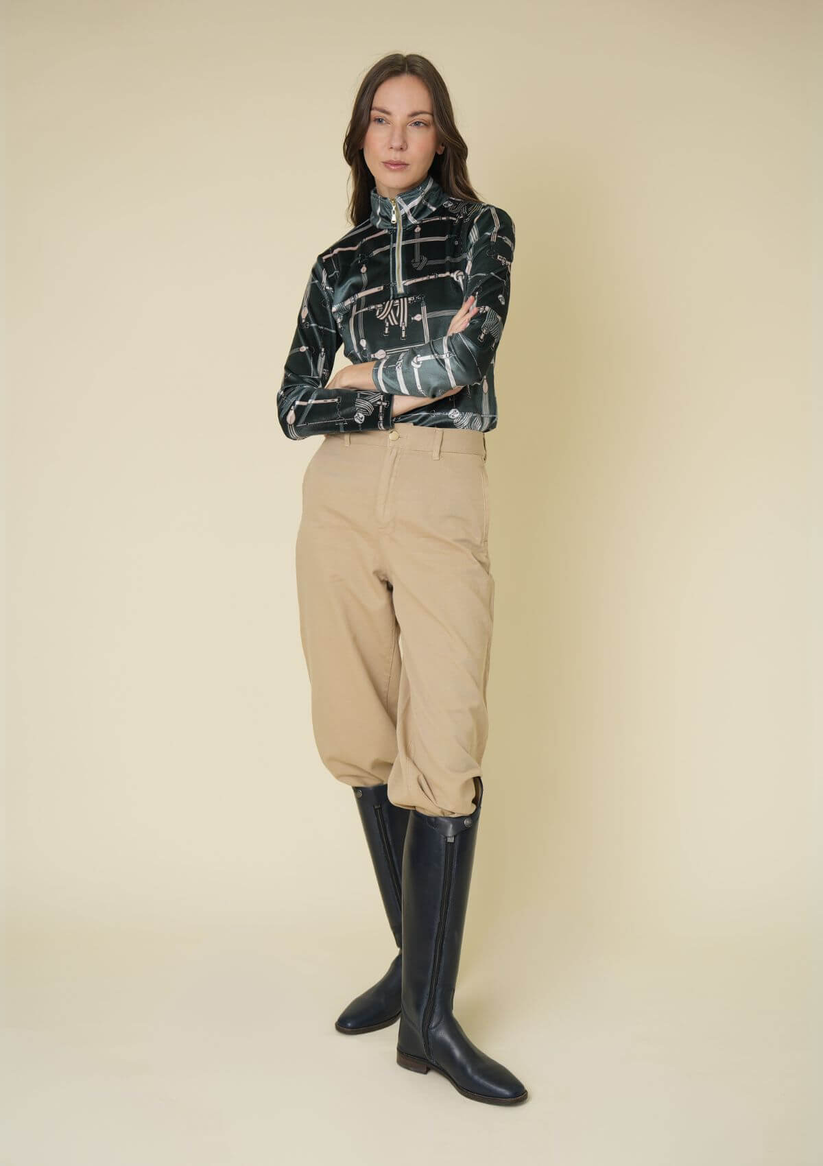 Velour Q-Zip | Long Sleeve | Jubilea Print | Green