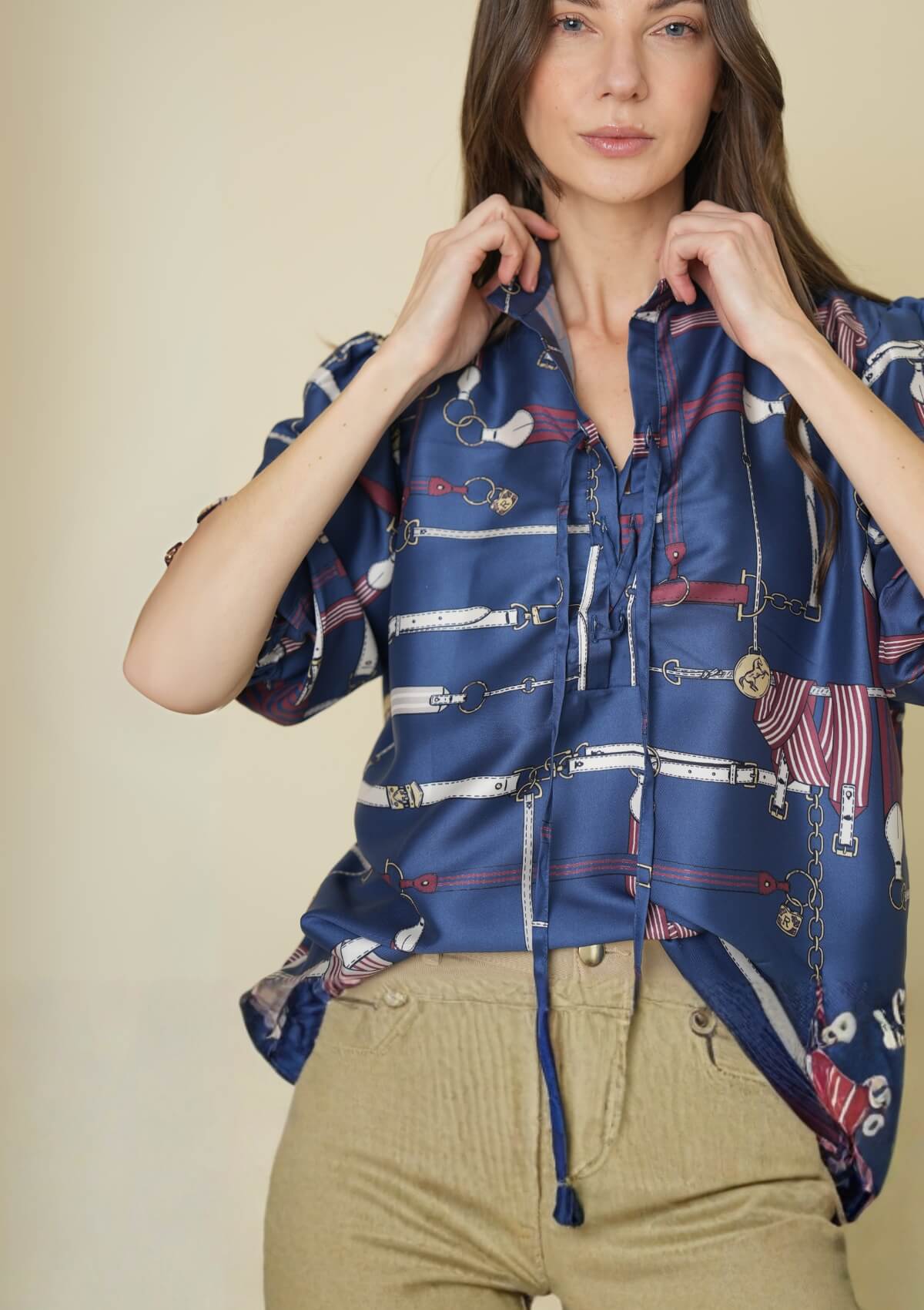 Viena Blouse | Jubilea Print | Navy