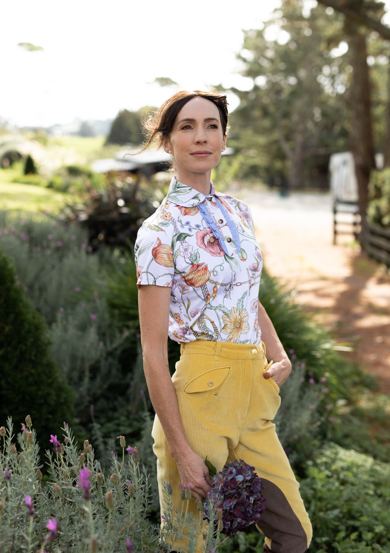 Prairi Polo-Shirt Short Sleeve | Botany Print Blanc | High-tech