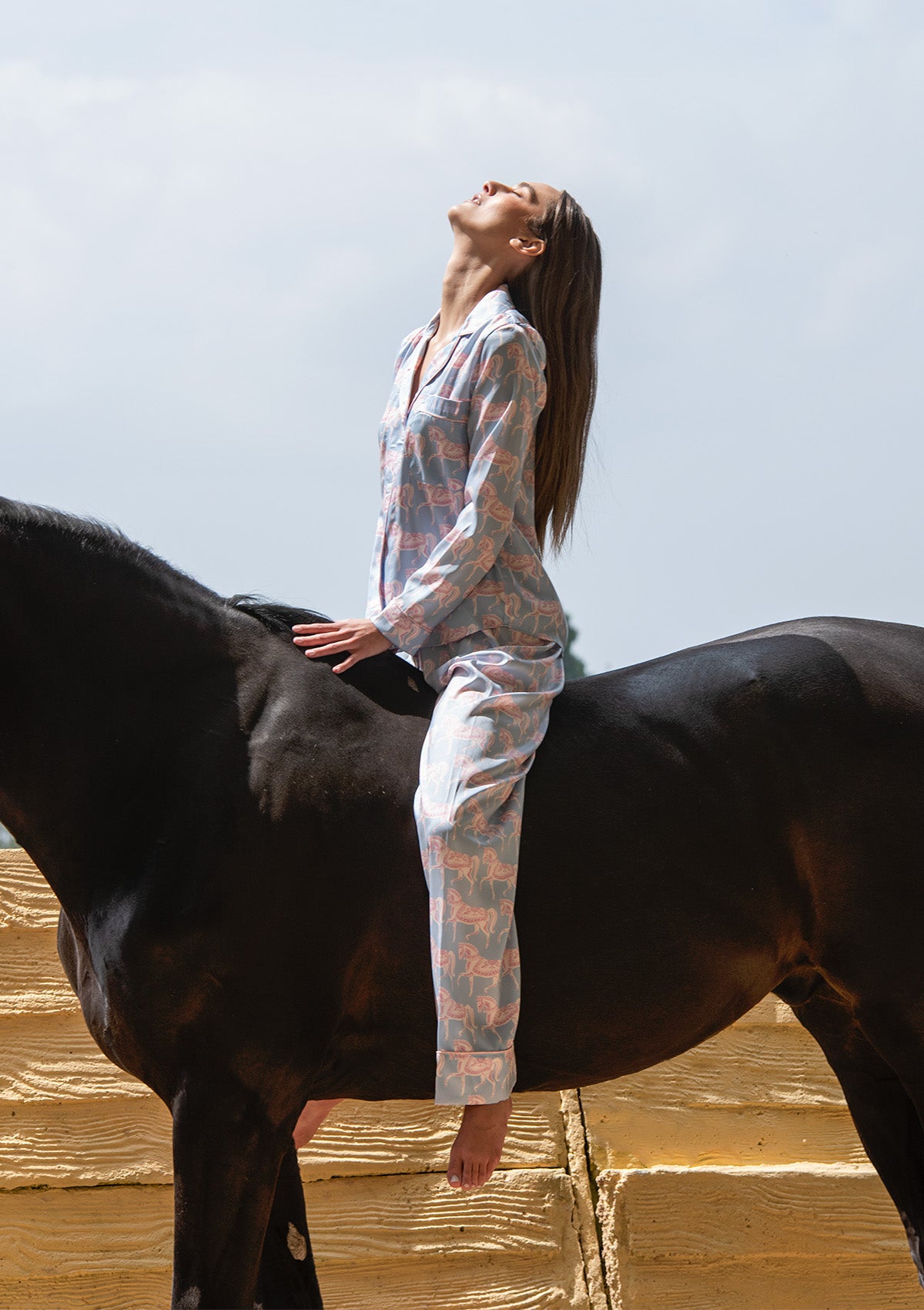 Whisper Long Sleeve Pajama Set - Blossomare Print | Ice Blue - Rönner