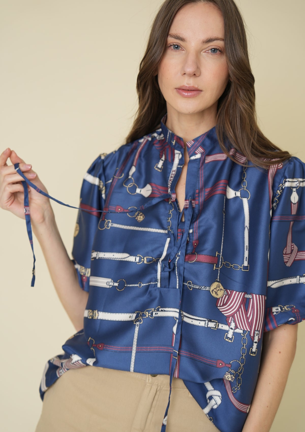 Viena Blouse | Jubilea Print | Navy
