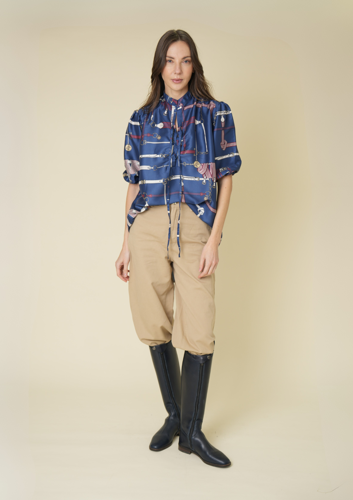 Viena Blouse | Jubilea Print | Navy