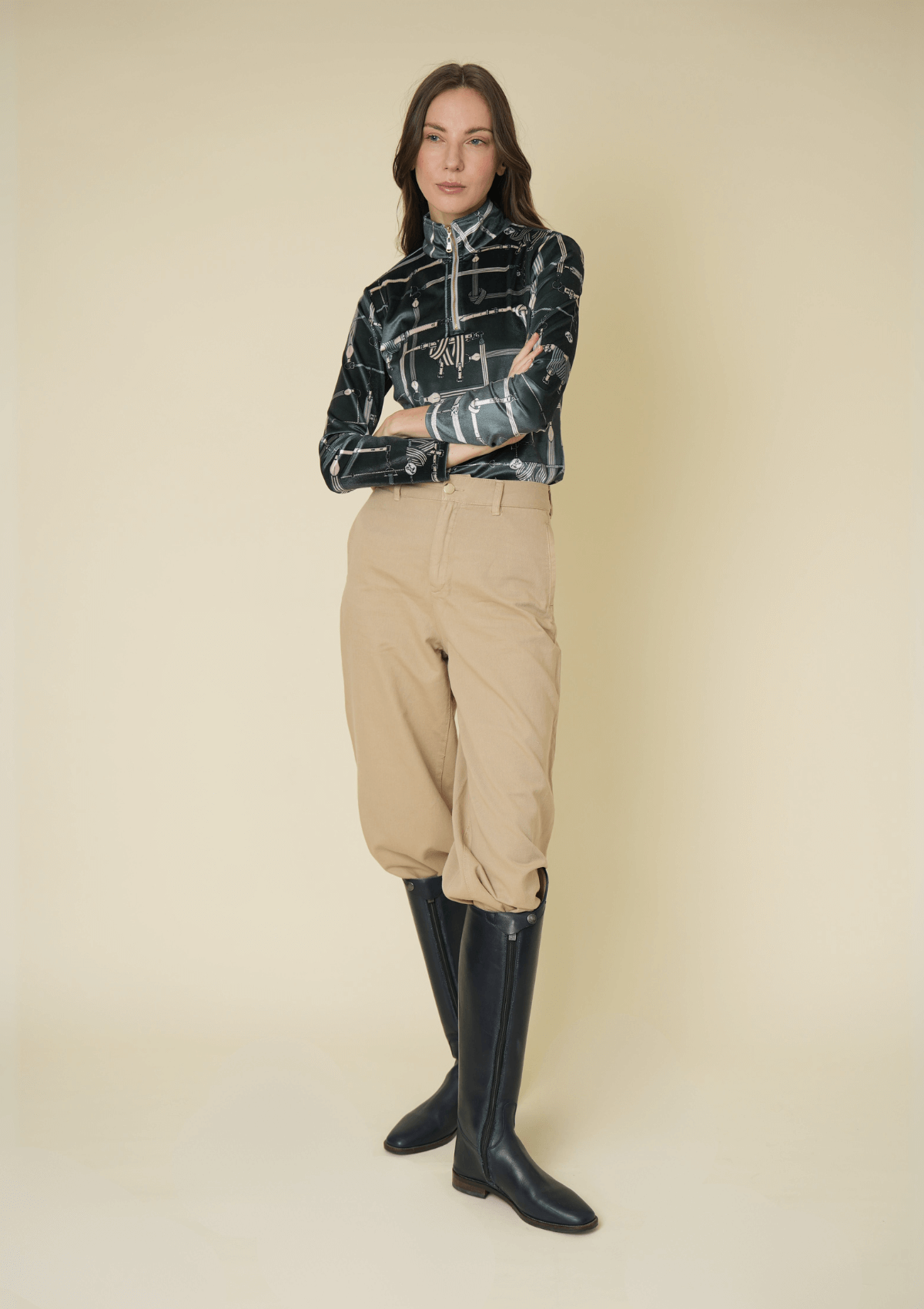 Velour Q-Zip | Long Sleeve | Jubilea Print | Green