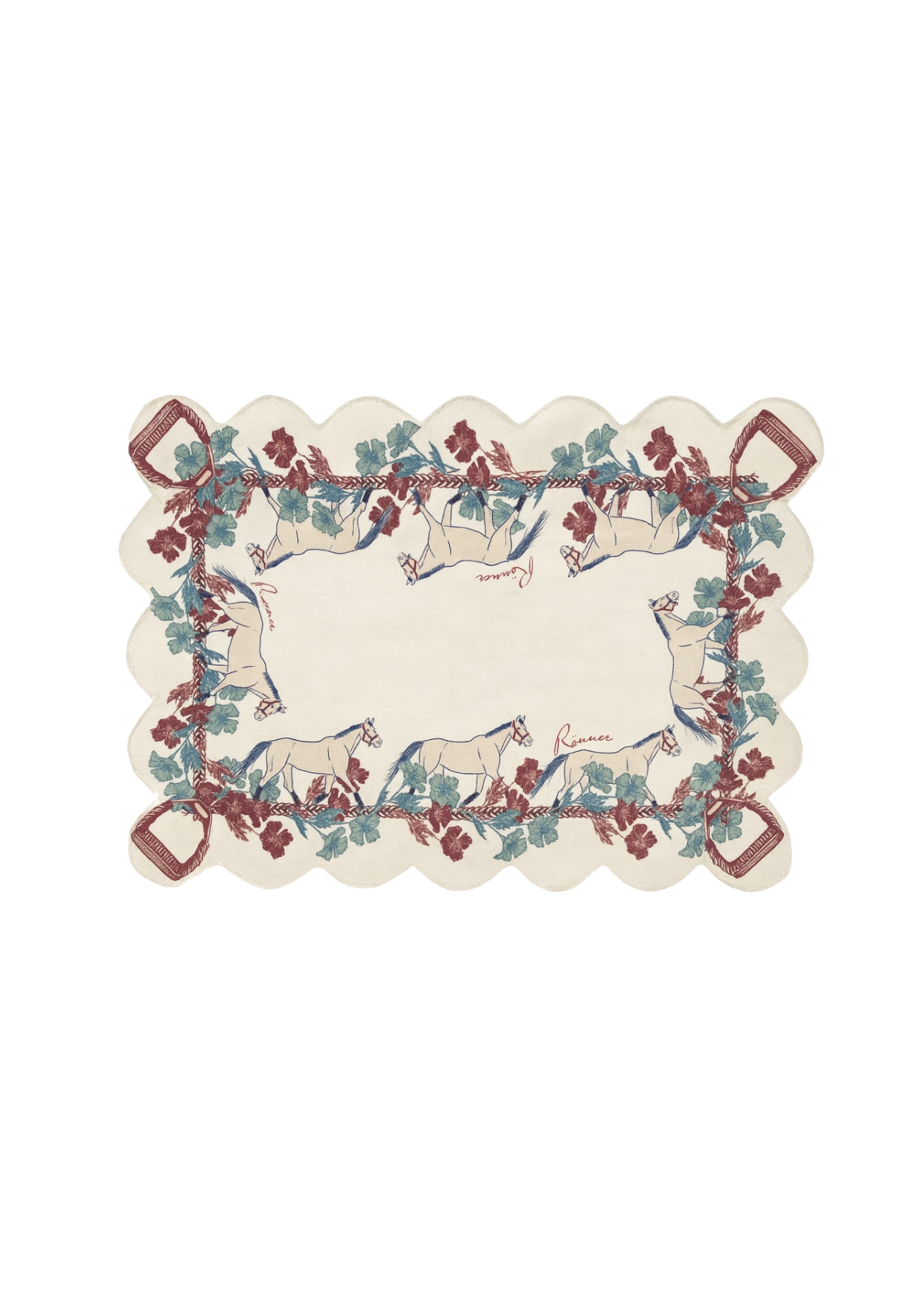 Horse Placemats | Set of 4 | Cream & Red | Sample