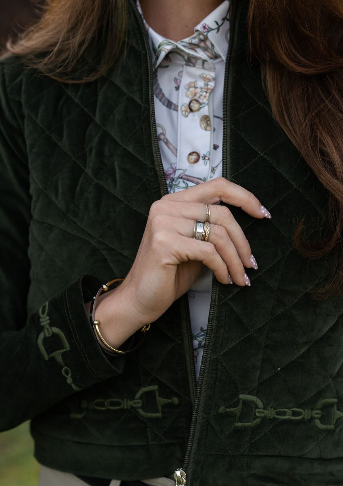 Ember Embroidered Velvet Jacket | Moss Green