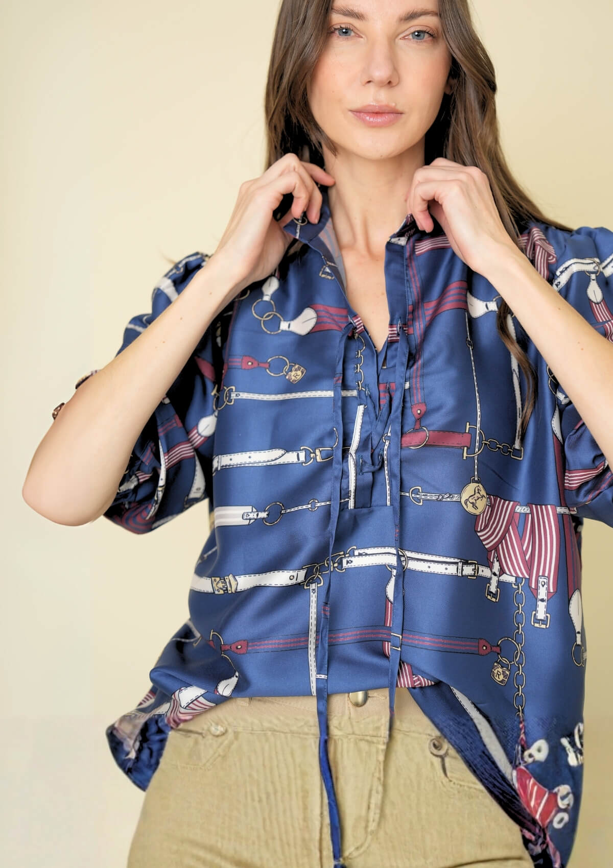 Viena Blouse | Jubilea Print | Navy