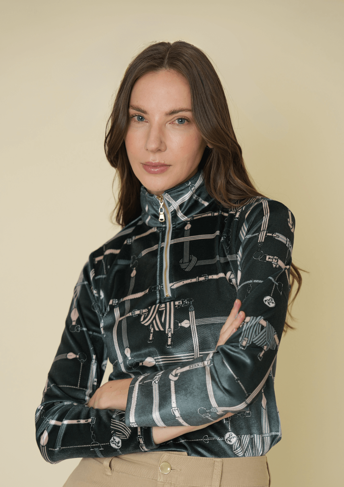 Velour Q-Zip | Long Sleeve | Jubilea Print | Green